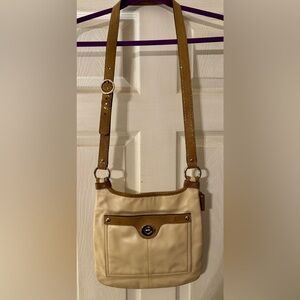 Coach Penelope SnakeSkin Trim Crossbody Leather Bag Purse Cream F16533